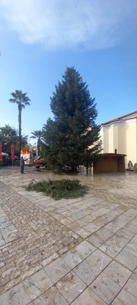 Εντυπωσιακό το Χριστουγεννιάτικο δέντρο στην Αμαλιάδα