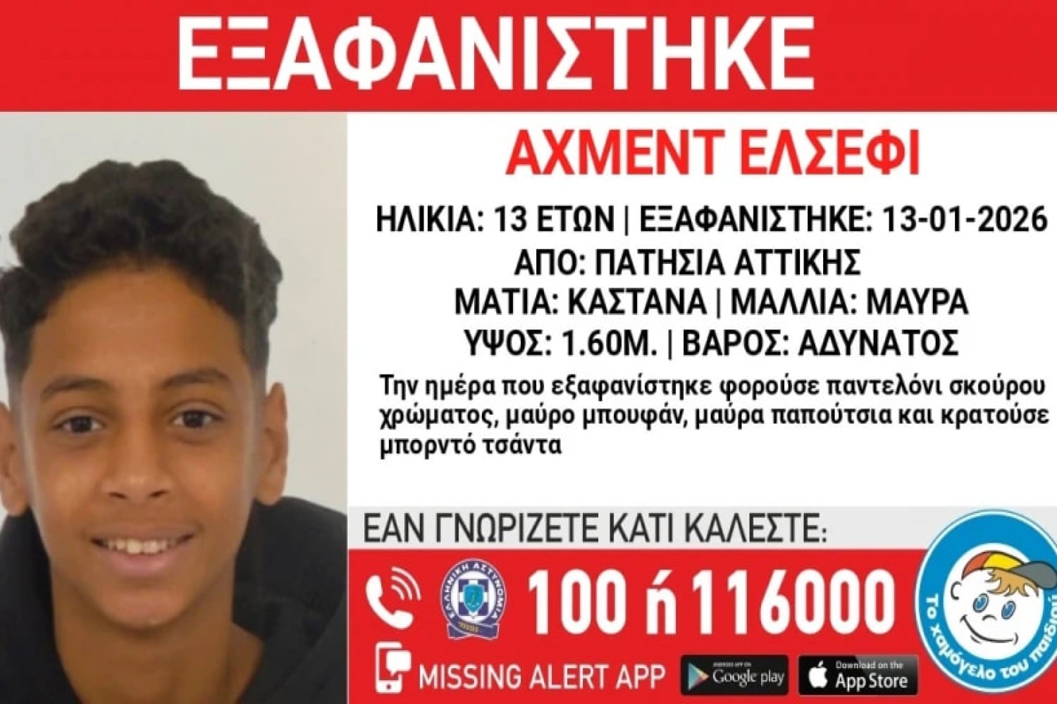 exafanisi 13xronou patisia 14 1 2026