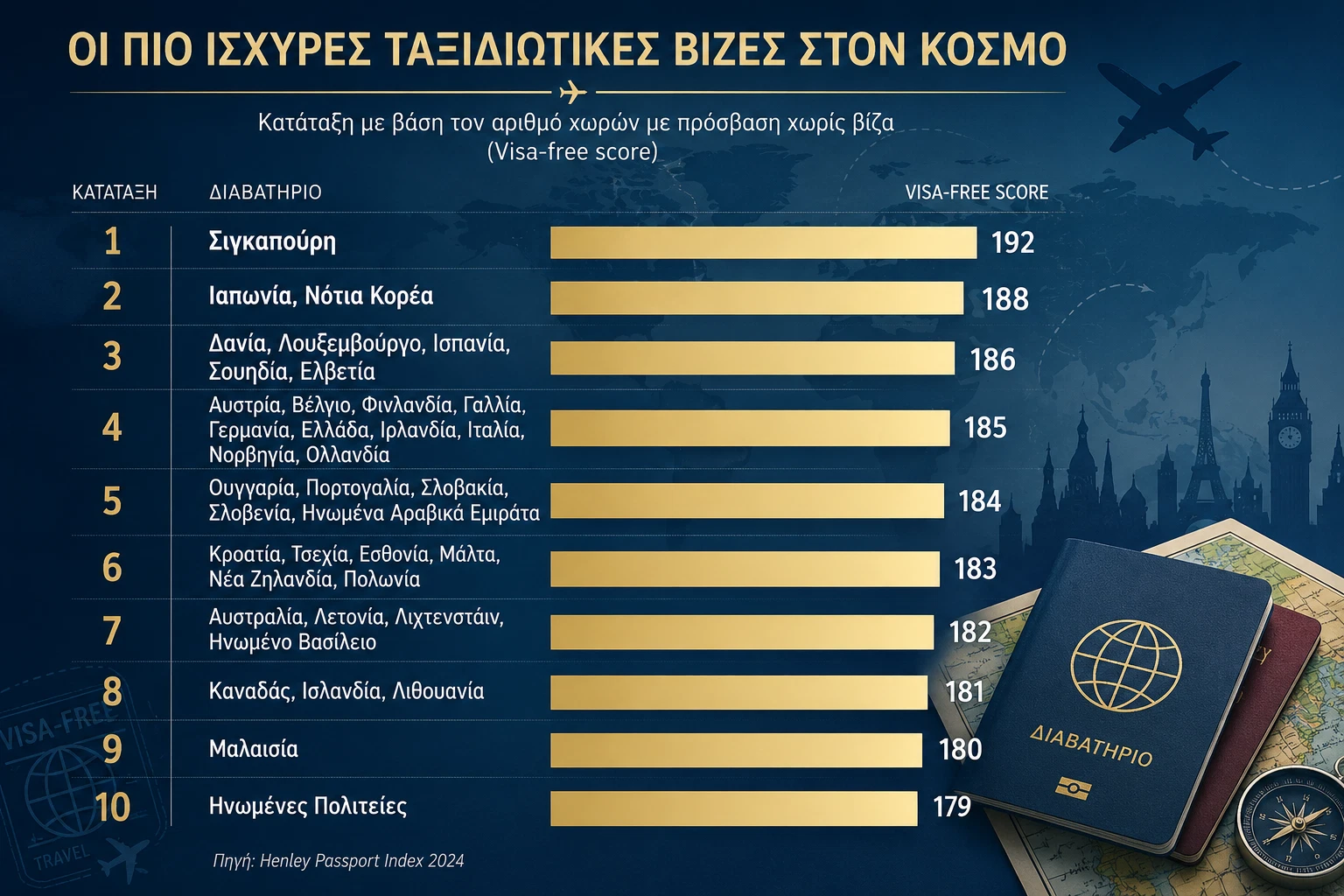 Ποιο είναι το ισχυρότερο διαβατήριο στον κόσμο; - Στην πρώτη τετράδα και η Ελλάδα - Χαμηλότερα ΗΠΑ και Ηνωμένο Βασίλειο | NEWSFIRE.GR